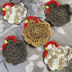 Crochet Chicken Drink Coasters